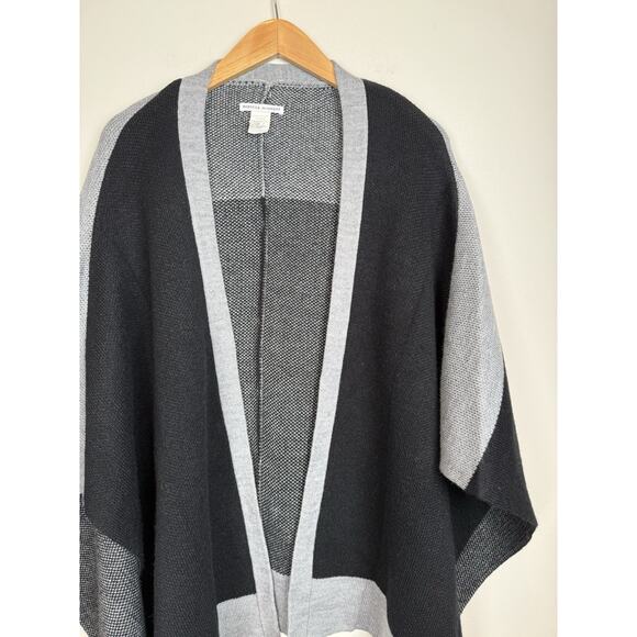 Rebecca Minkoff Colorblock Sweater Open Front Cardigan Kimono Black Gray One Sz - Picture 2 of 4